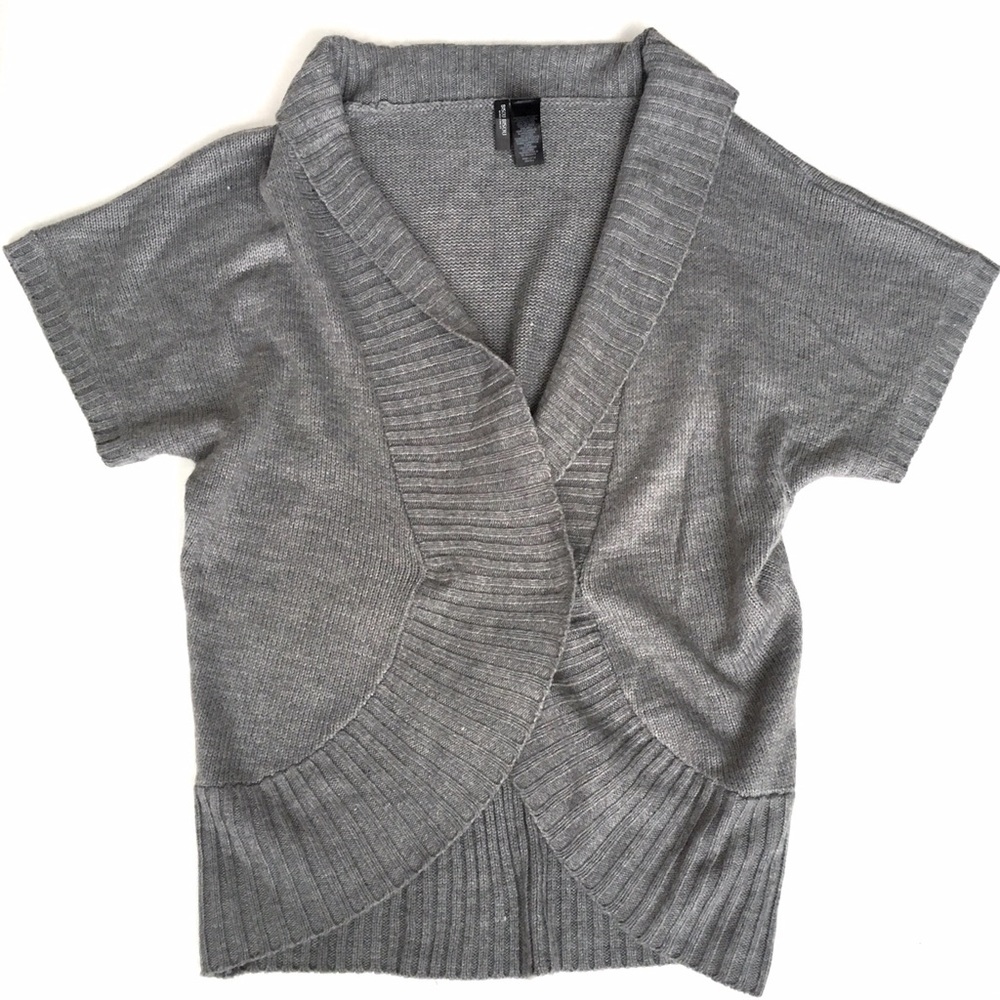 Bisou Bisou Gray Shawl Cardigan Sweater Size Large